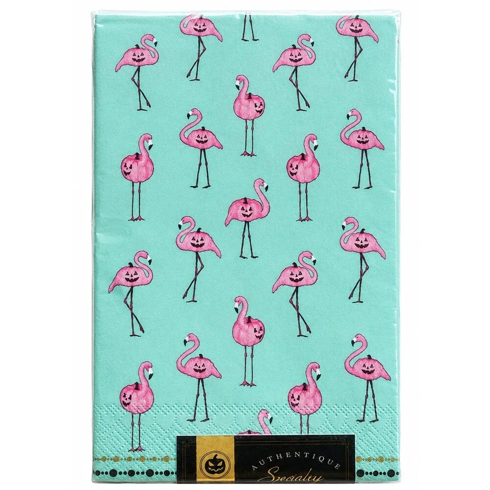 Halloween Flamingo Pumpkin Paper Napkins 40 Pack Dinner Buffet Hand Towels Spook